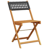 Folding Chairs 4 pcs Black Poly Rattan and Solid Wood
