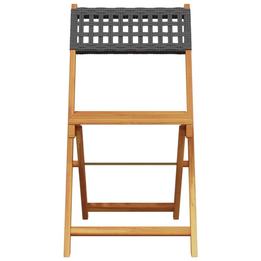 Folding Chairs 4 pcs Black Poly Rattan and Solid Wood