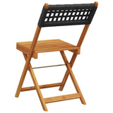 Folding Chairs 4 pcs Black Poly Rattan and Solid Wood