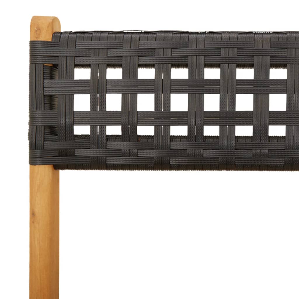 Folding Chairs 4 pcs Black Poly Rattan and Solid Wood