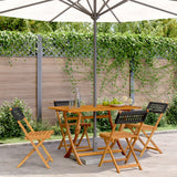 Folding Chairs 4 pcs Black Poly Rattan and Solid Wood