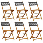 Folding Chairs 6 pcs Black Poly Rattan and Solid Wood
