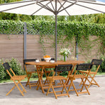 Folding Chairs 6 pcs Black Poly Rattan and Solid Wood
