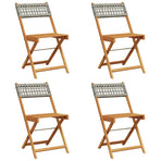 Folding Chairs 4 pcs Grey Poly Rattan and Solid Wood