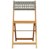 Folding Chairs 4 pcs Grey Poly Rattan and Solid Wood