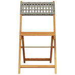 Folding Chairs 4 pcs Grey Poly Rattan and Solid Wood