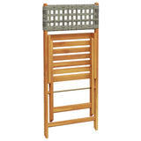 Folding Chairs 4 pcs Grey Poly Rattan and Solid Wood