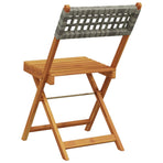 Folding Chairs 8 pcs Grey Poly Rattan and Solid Wood