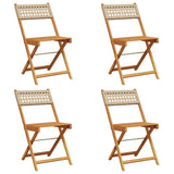 Folding Chairs 4 pcs Beige Poly Rattan and Solid Wood