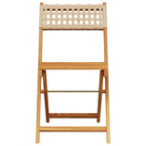 Folding Chairs 4 pcs Beige Poly Rattan and Solid Wood