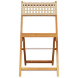 Folding Garden Chairs 4 pcs Beige Poly Rattan and Solid Wood - Top-Down View