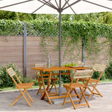 Folding Chairs 4 pcs Beige Poly Rattan and Solid Wood
