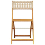 Folding Garden Chairs 6 pcs Beige Poly Rattan and Solid Wood