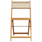 Folding Chairs 6 pcs Beige Poly Rattan and Solid Wood