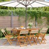Folding Garden Chairs 8 pcs Beige Poly Rattan and Solid Wood