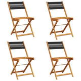 Folding Garden Chairs 4 pcs Black Solid Wood Acacia - Front View