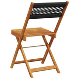 Folding Garden Chairs 4 pcs Black Solid Wood Acacia - Rear View