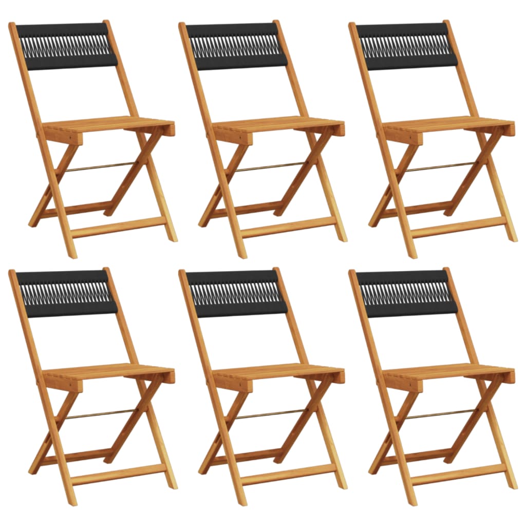Folding Chairs 6 pcs Black Solid Wood Acacia
