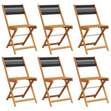 Folding Chairs 6 pcs Black Solid Wood Acacia
