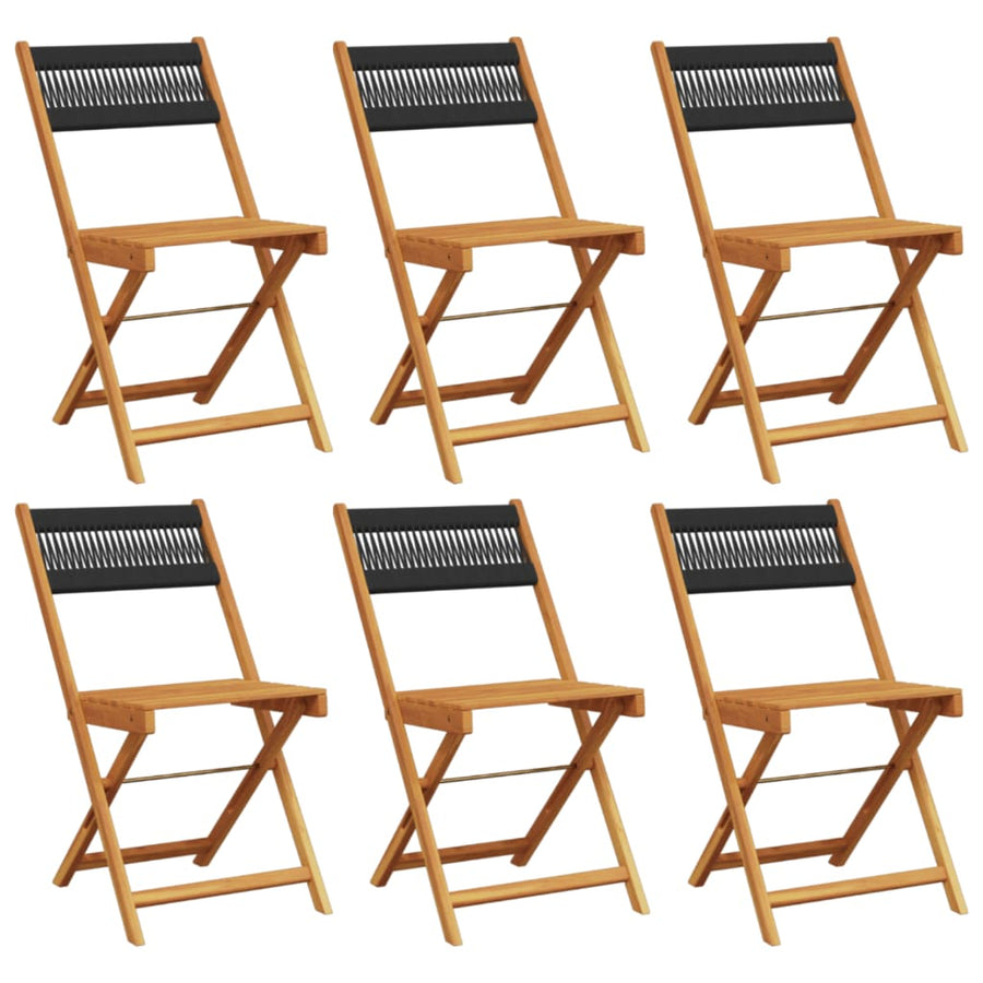 Folding Chairs 6 pcs Black Solid Wood Acacia