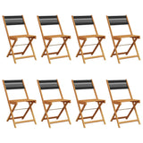 Folding Chairs 8 pcs Black Solid Wood Acacia