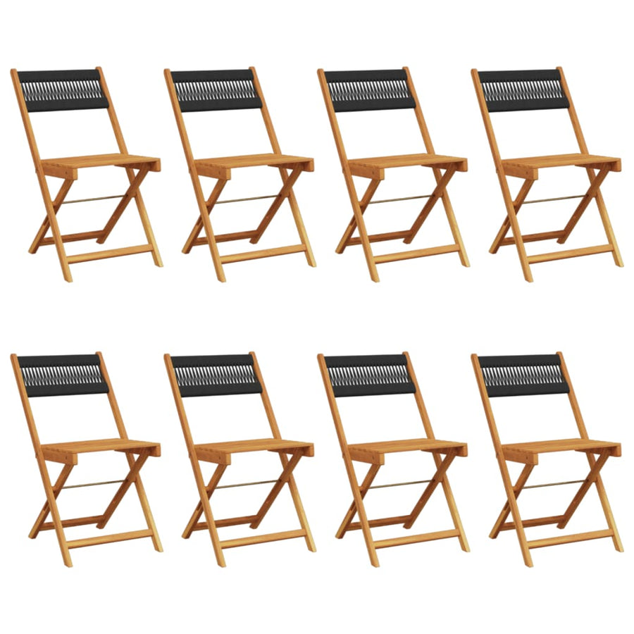 Folding Chairs 8 pcs Black Solid Wood Acacia