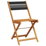 Folding Chairs 8 pcs Black Solid Wood Acacia