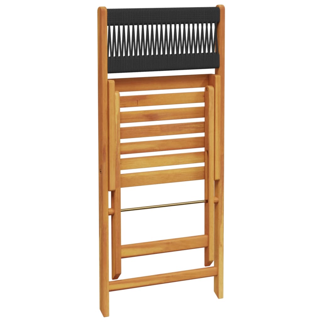 Folding Chairs 8 pcs Black Solid Wood Acacia