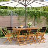 Folding Chairs 8 pcs Black Solid Wood Acacia