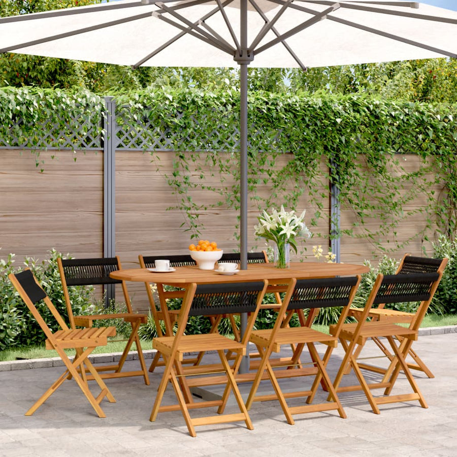 Folding Chairs 8 pcs Black Solid Wood Acacia