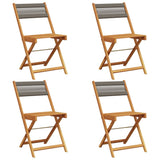 Folding Garden Chairs 4 pcs Grey Solid Wood Acacia - Front View