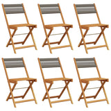 Folding Garden Chairs 6 pcs Grey Solid Wood Acacia - Front View