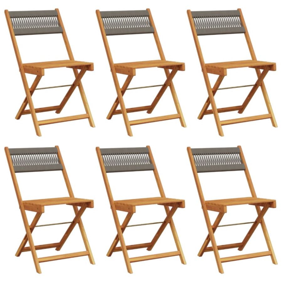 Folding Chairs 6 pcs Grey Solid Wood Acacia