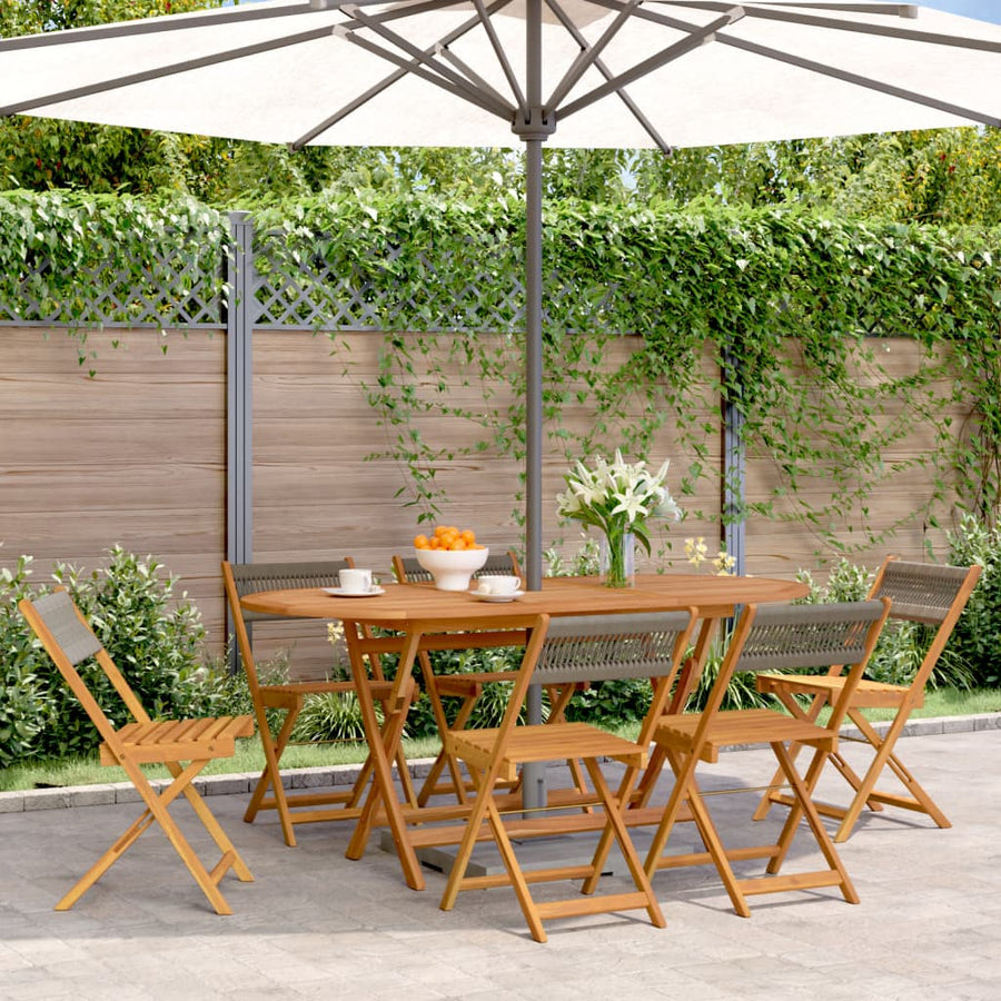 Folding Chairs 6 pcs Grey Solid Wood Acacia