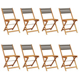 Folding Chairs 8 pcs Grey Solid Wood Acacia - Front View