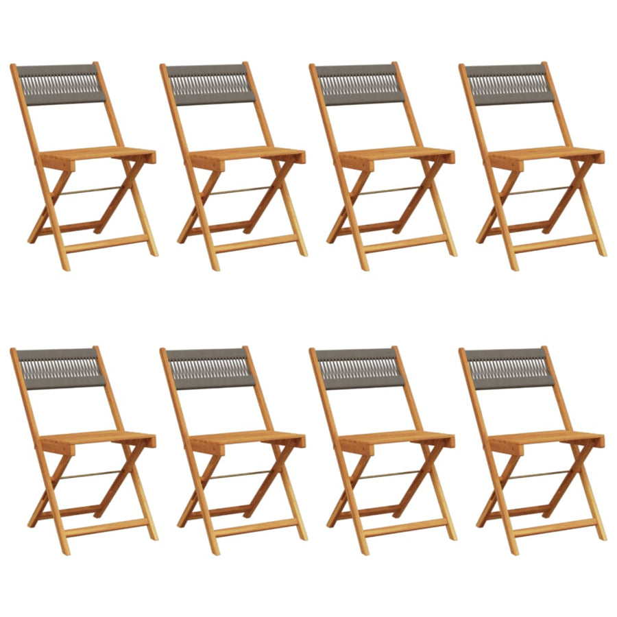 Folding Chairs 8 pcs Grey Solid Wood Acacia