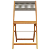 Folding Chairs 8 pcs Grey Solid Wood Acacia - Top-Down View