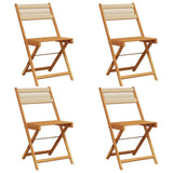 Folding Garden Chairs 4 pcs Beige Solid Wood Acacia - Front View