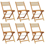 Folding Garden Chairs 6 pcs Beige Solid Wood Acacia - Front View