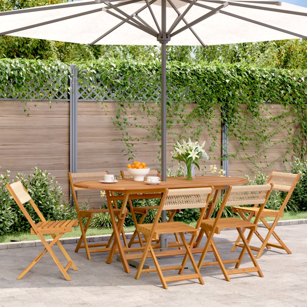 Folding Chairs 6 pcs Beige Solid Wood Acacia
