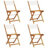 Folding Garden Chairs 4 pcs Cream White Fabric and Solid Wood