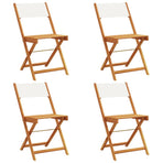 Folding Chairs 4 pcs Cream White Fabric and Solid Wood