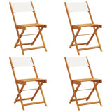 Folding Garden Chairs 4 pcs Cream White Fabric and Solid Wood - Front View