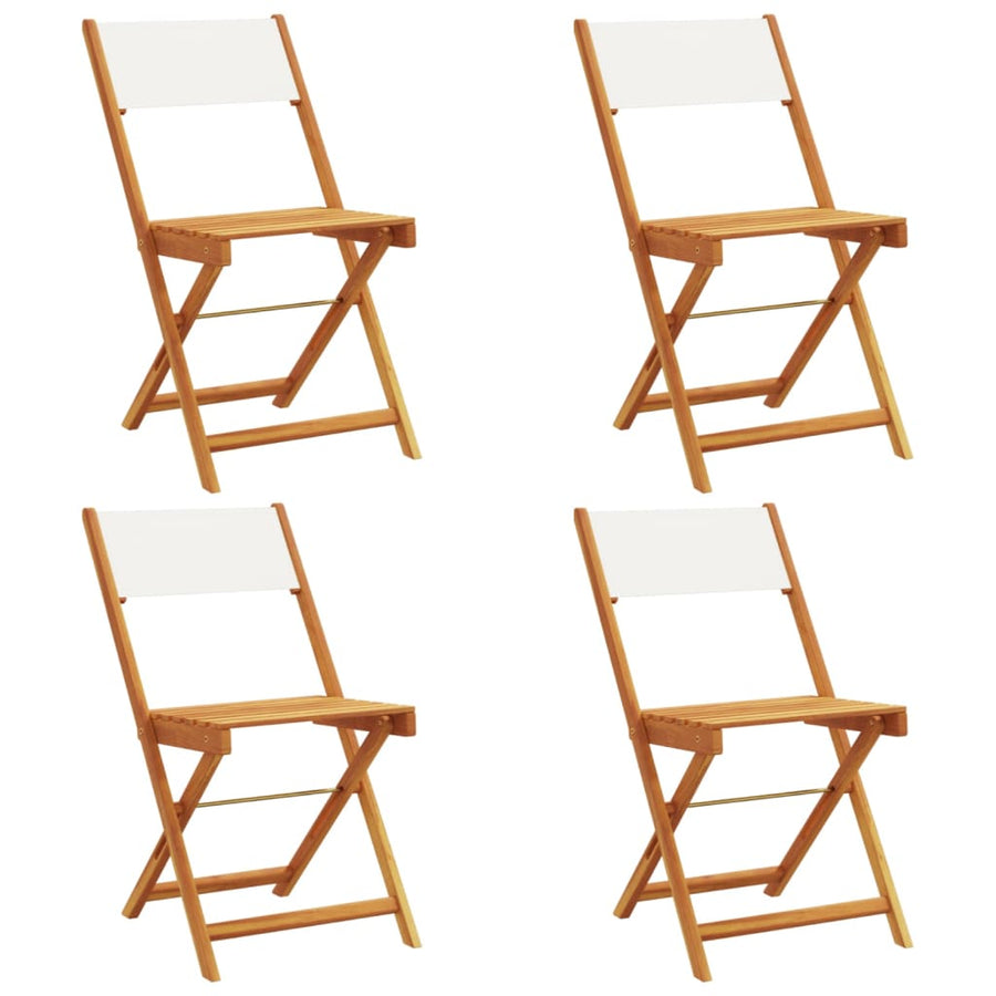 Folding Chairs 4 pcs Cream White Fabric and Solid Wood