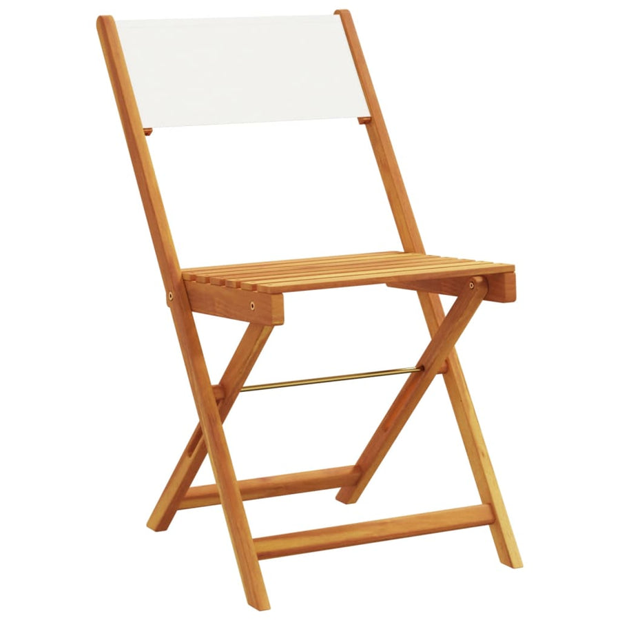 Folding Chairs 4 pcs Cream White Fabric and Solid Wood