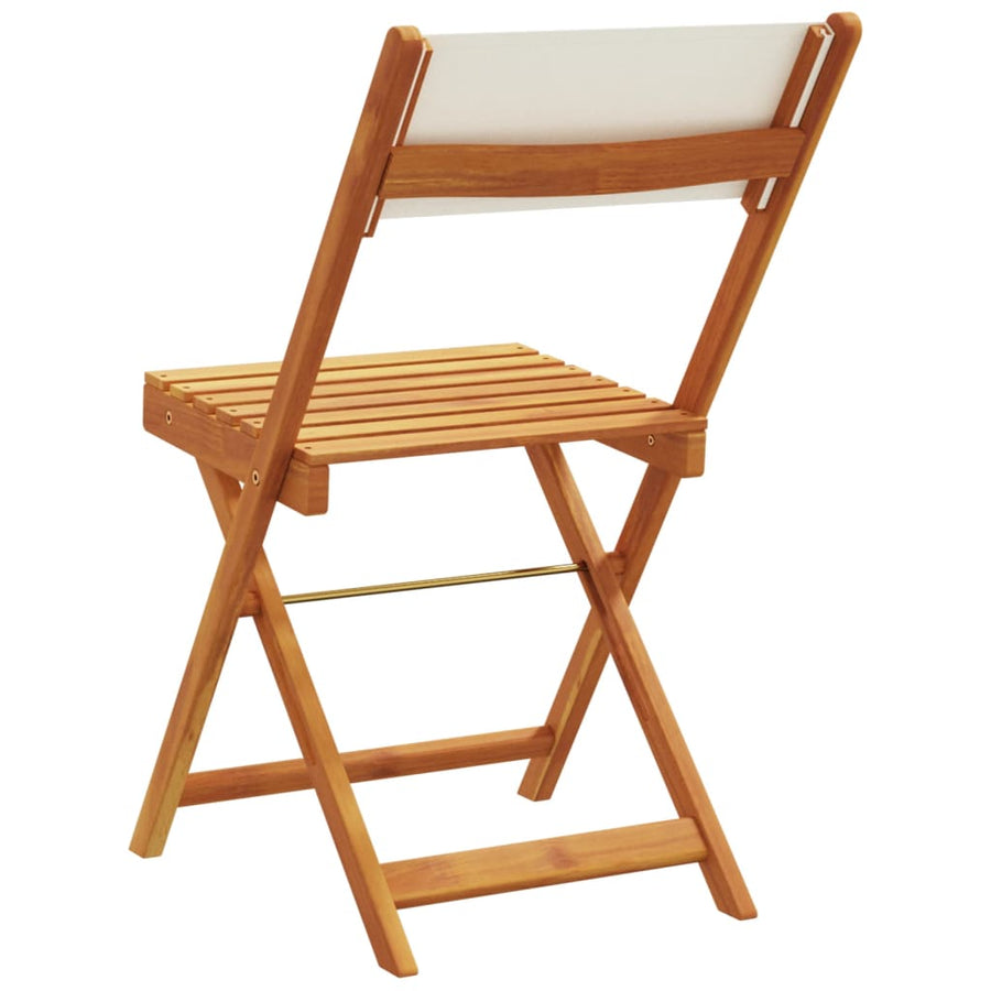 Folding Chairs 4 pcs Cream White Fabric and Solid Wood