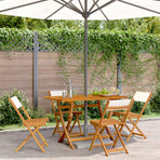 Folding Chairs 4 pcs Cream White Fabric and Solid Wood
