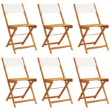 Folding Garden Chairs 6 pcs Cream White Fabric and Solid Wood - Front View