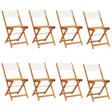 Folding Garden Chairs 8 pcs Cream White Fabric and Solid Wood - Front View