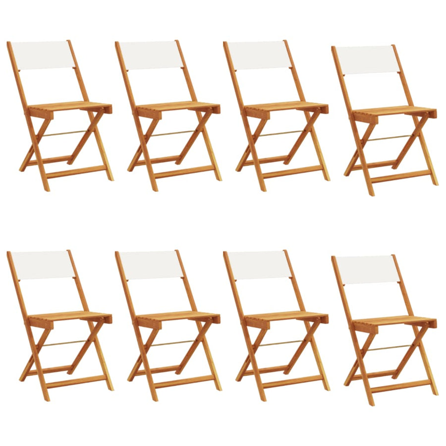 Folding Chairs 8 pcs Cream White Fabric and Solid Wood